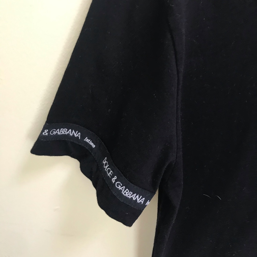 Dolce & Gabbana D&G Logo Vintage 90s L Top T Shirt Stretch Long Tunic Black Goth - Picture 4 of 16